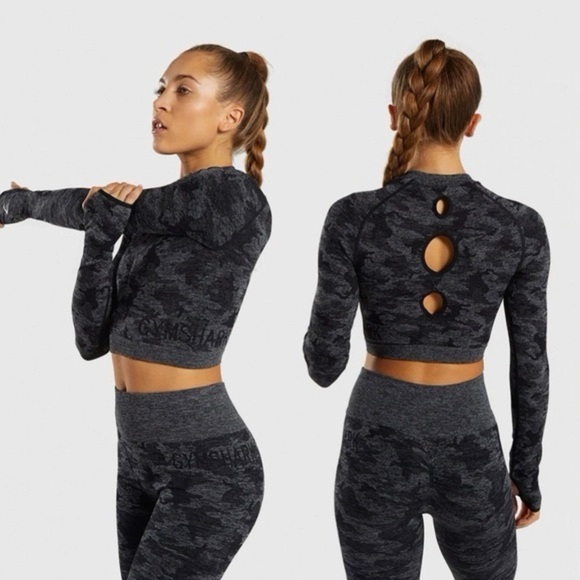 Gymshark Adapt Camo Seamless Crop Top Medium - Picture 1 of 7